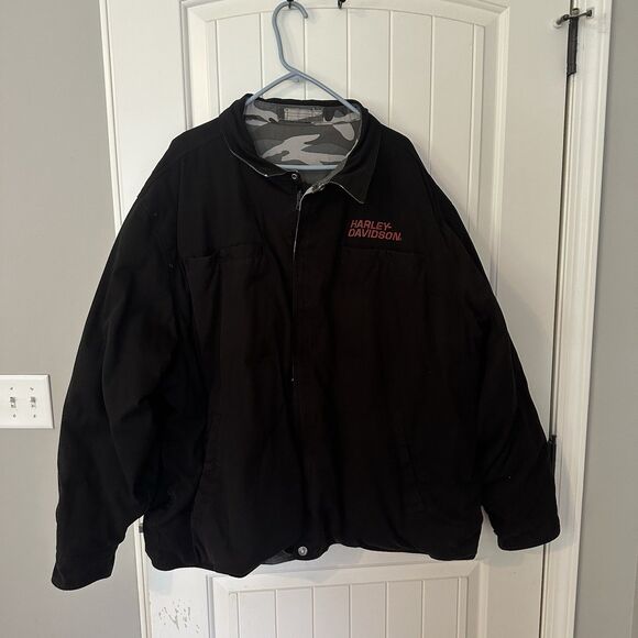 Harley Davidson Reversible Coat Down Feather Filling Camo Black Jacket 4XL